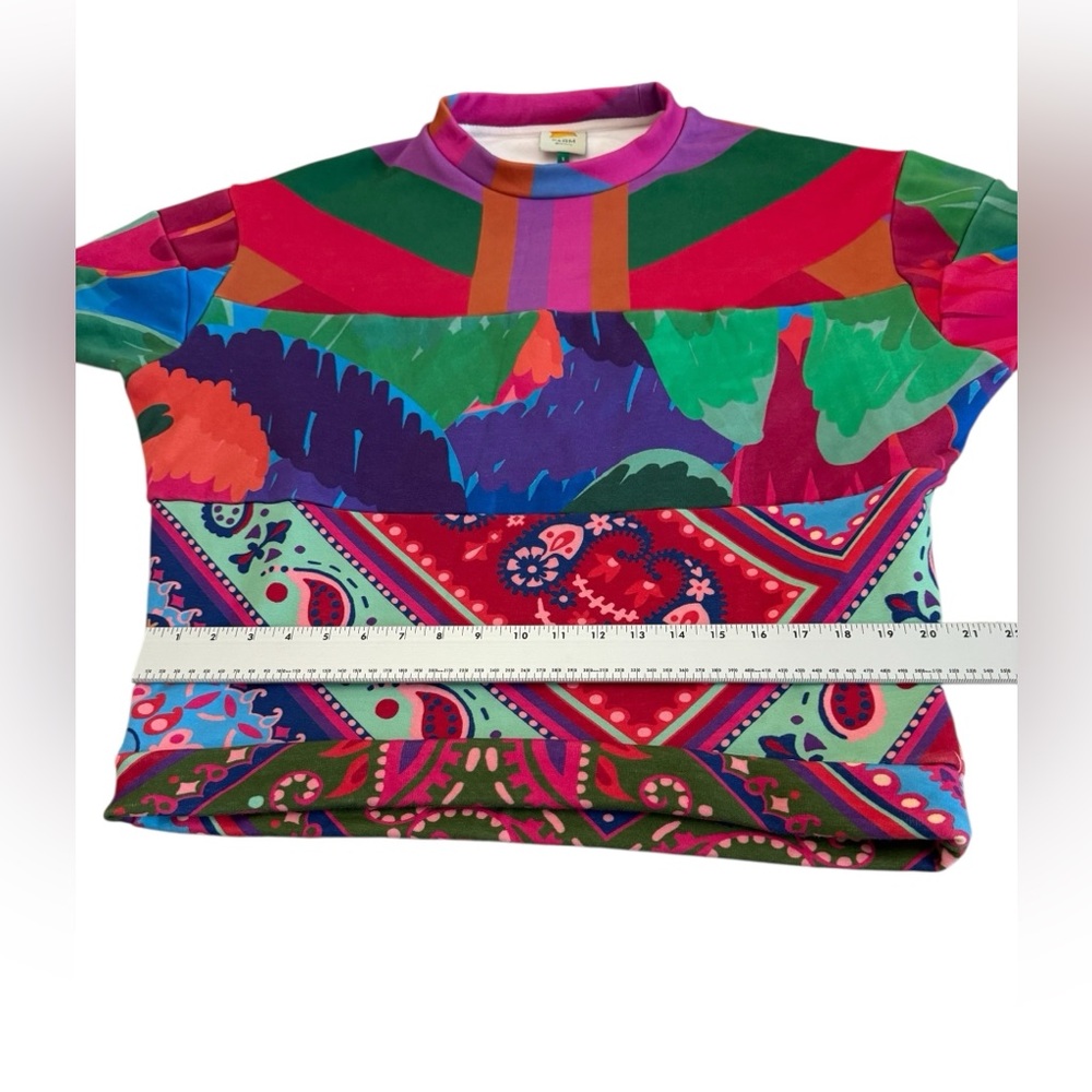 FARM Rio Colorful Patchwork Print Oversized Top Small - Picture 9 of 13